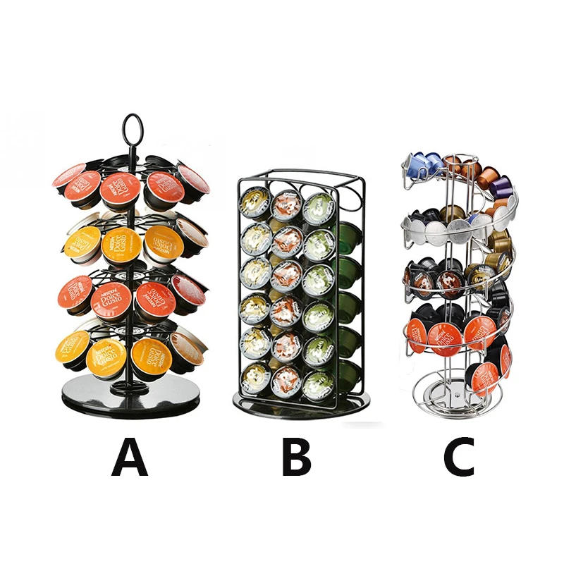 

1Pcs Coffee Pod Holder Rack Revolving Rotating Coffee Capsule Stand Tower Storage Up to 30Pcs Dolce Gusto Capsules Drop Shipping