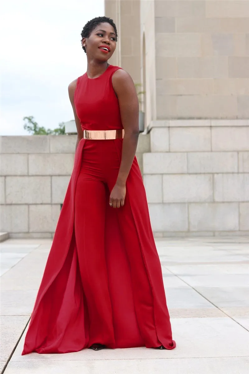 Комбинезон женский с широкими штанинами элегантный вечерний длинный Ромпер без