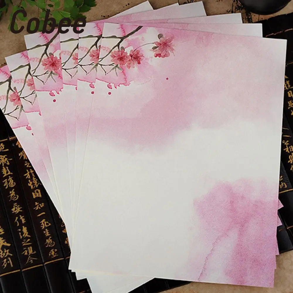 Peach Blossom 8 шт бумажные открытки на крафт-бумаге, бумажный конверт, китайский стиль, бумага для учебы, чистый и свежий подарок, элегантные античные канцелярские принадлежности - Цвет: Peach Blossom