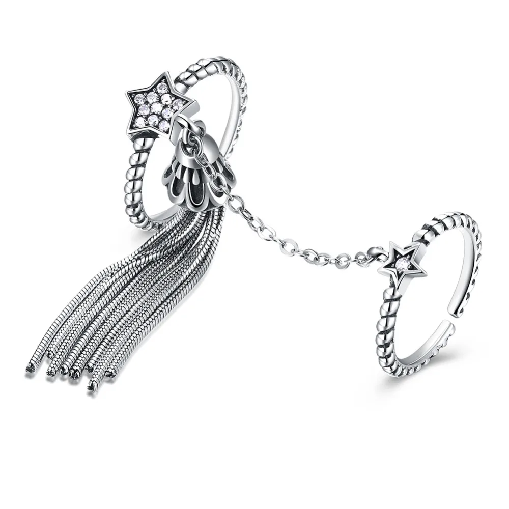 Женское кольцо из серебра 925 пробы с двумя регулируемыми звеньями | Украшения и