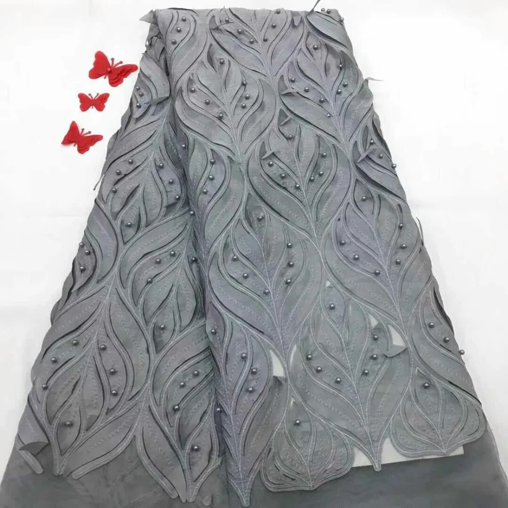 Высокое качество светло-коричневый в нигерийском стиле 3D свадебный кружевной