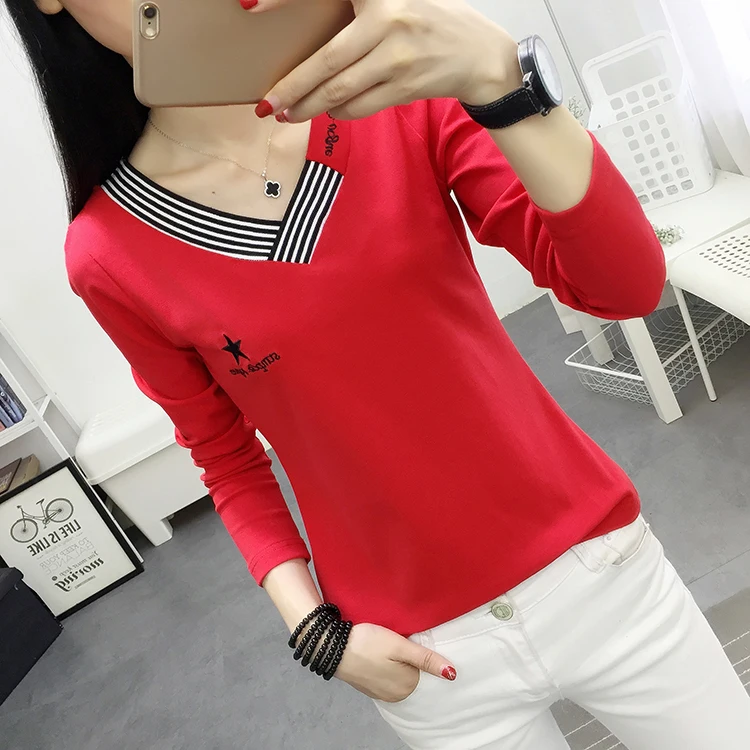 Shintimes Blusas Mujer De Moda осенние повседневные женские топы и блузки с вышивкой, блуза с длинным рукавом и v-образным вырезом, женская одежда