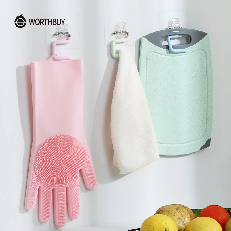 WORTHBUY, 3 шт., многофункциональная настенная ключница, прозрачные настенные крючки на присоске, подвесной крючок из нержавеющей стали для кухни и ванной