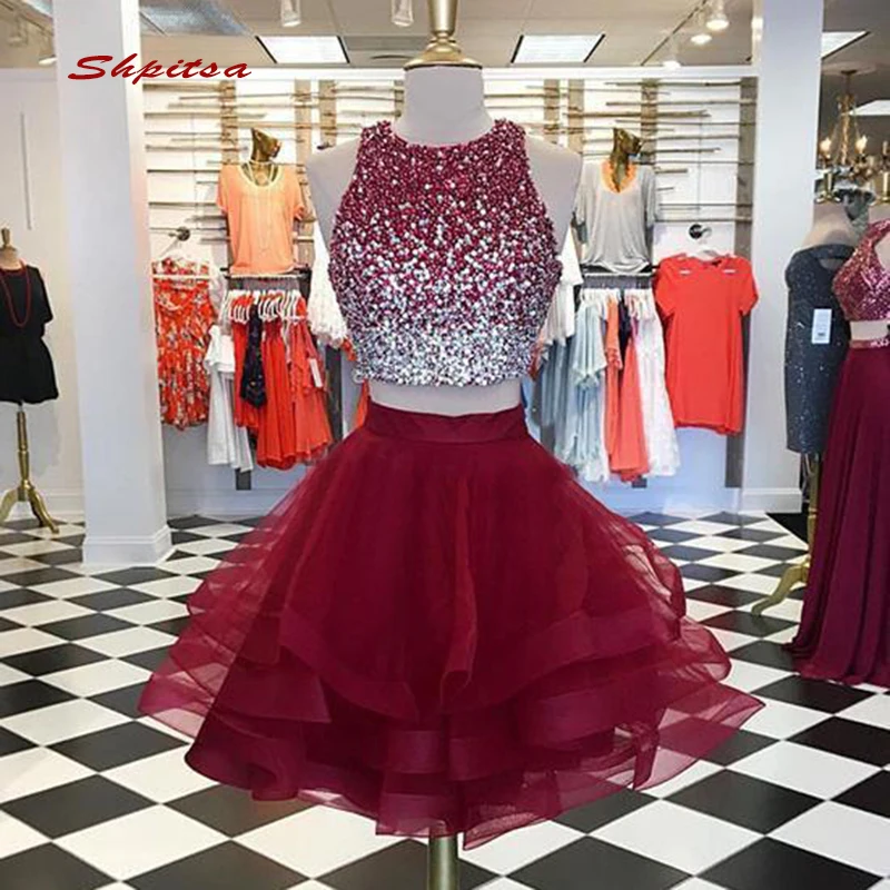 Роскошные короткие коктейльные платья юбка из двух предметов женское платье для