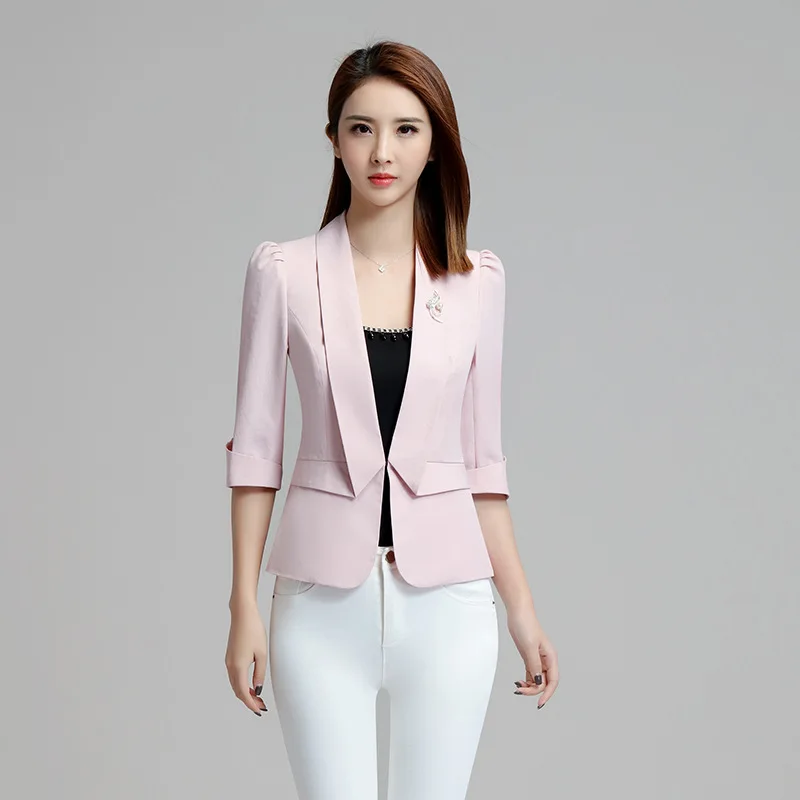 2018 New Arrival Blazer Female Long Sleeve Solid Single Breasted Ladies Office Coat Regular Notched Women Autumn Slim Fit | Женская