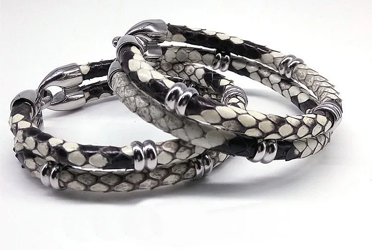 Оптовая продажа Прямая поставка Роскошные браслеты из кожи питона кожаный