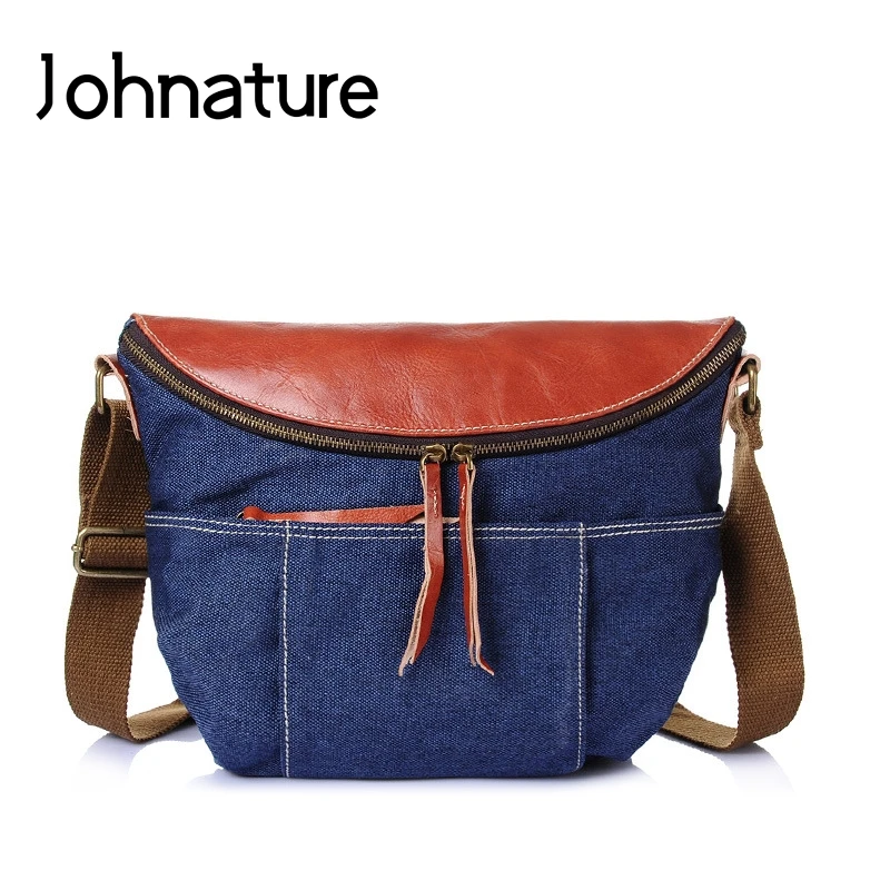 Мужская Холщовая Сумка в стиле преппи Johnature вместительная Повседневная сумка