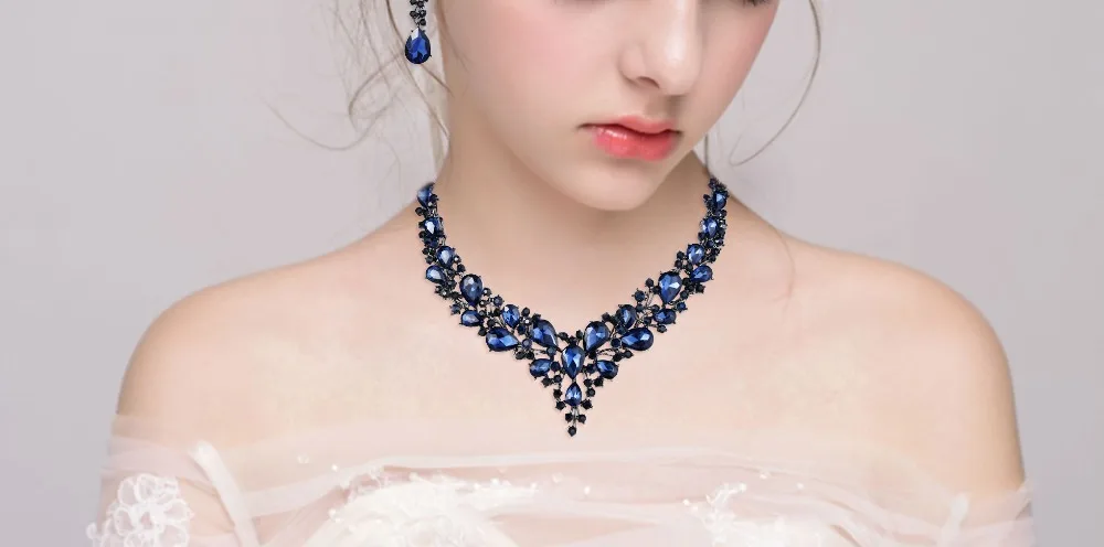Набор свадебных ювелирных изделий Tuliper bijoux, серьги, женские вечерние колье