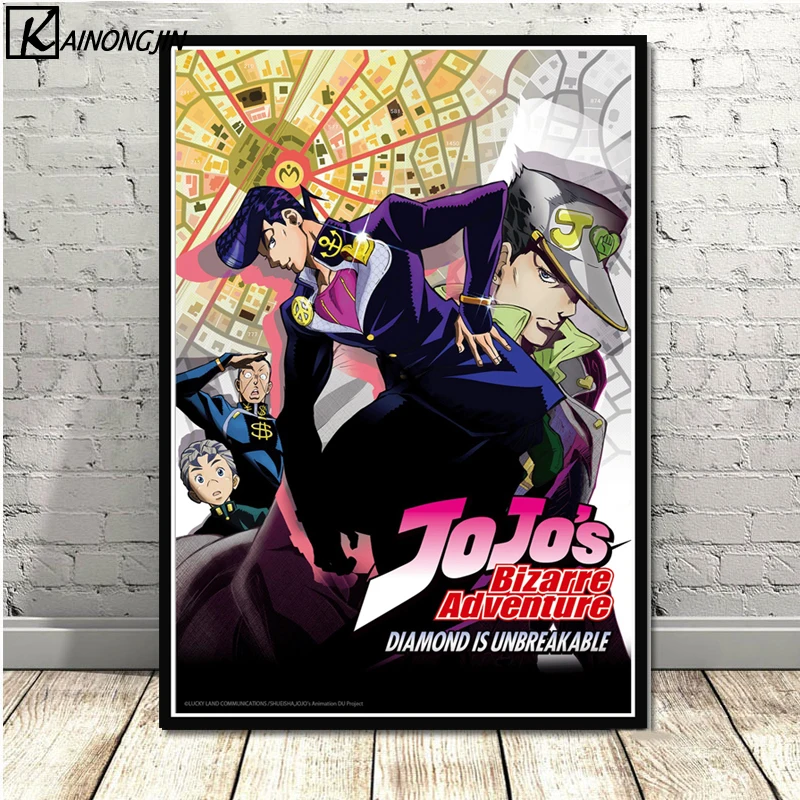 001 Постеры и принты JoJo s причудливый плакат Приключения действие Япония Аниме Холст Картина Настенная художественная картина для гостиной домашний декор - Цвет: 001
