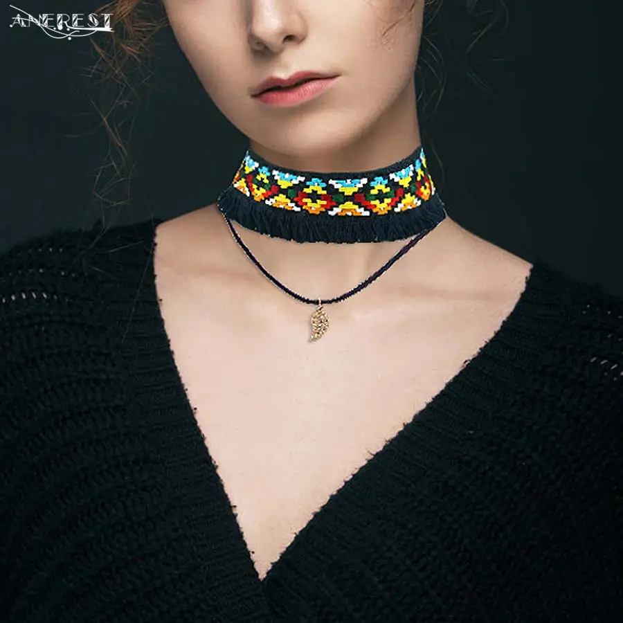 Слои листьев Ethinc колье ожерелье женщины Colar крупное Fine Jewelry богемского кисточкой