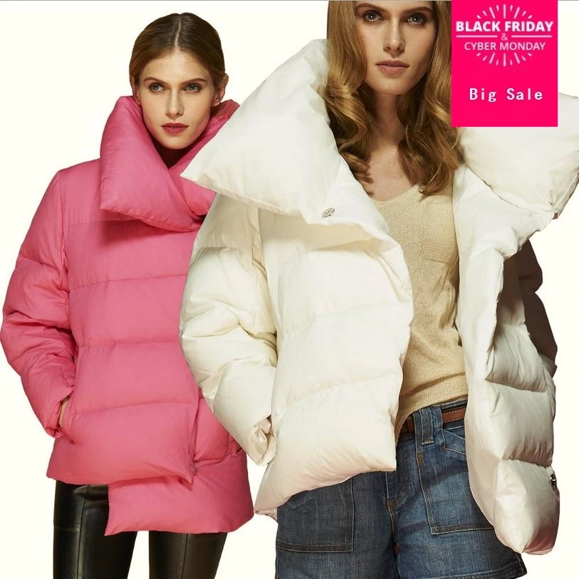 

2020 new 90% white duck down jacket thick down jacket big size bread style asymmetry creative design winter coat lapel w838