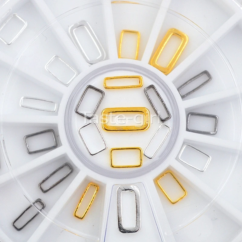 

Смешанные размеры, золотистые, серебристые, черные, 3D металлические полые, квадратной формы, красота, дизайн ногтей, украшения, Типсы, аксесс...