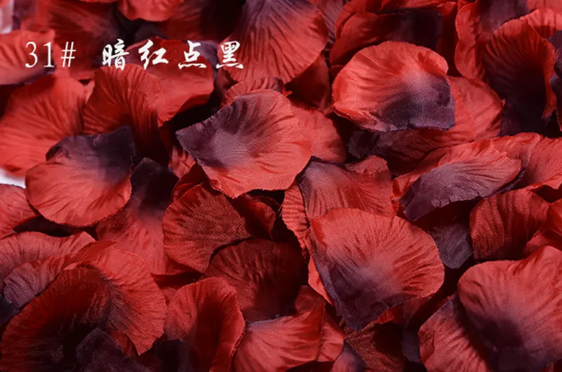 Dark red drop black 500 шт Свадебные картины украшения романтические фиолетовые красные цветы Свадебные вечерние аксессуары розовые лепестки де Роза искусственные - Цвет: Dark red drop black