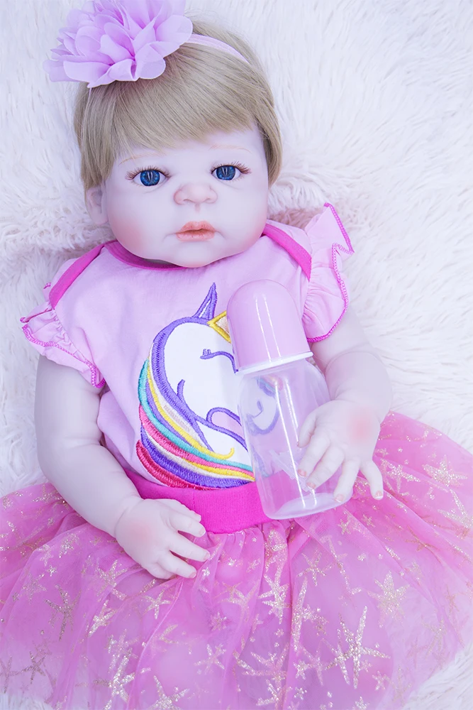 DOLLMAI 22 дюйма 55 см Bebe Reborn кукла белая кожа силиконовая девочка игрушка Baby подарок