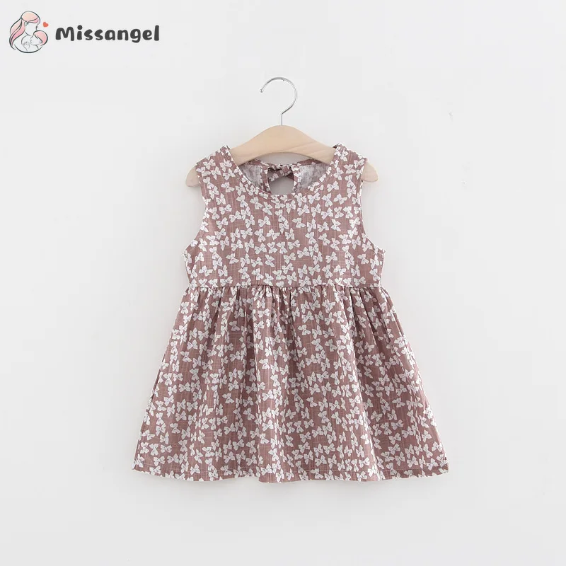 2- 7Y New Kids Summer Dresses for Girls Sleeveless Strawberry Princess Dress Off Shoulder Linen Toddler Girl | Детская одежда и