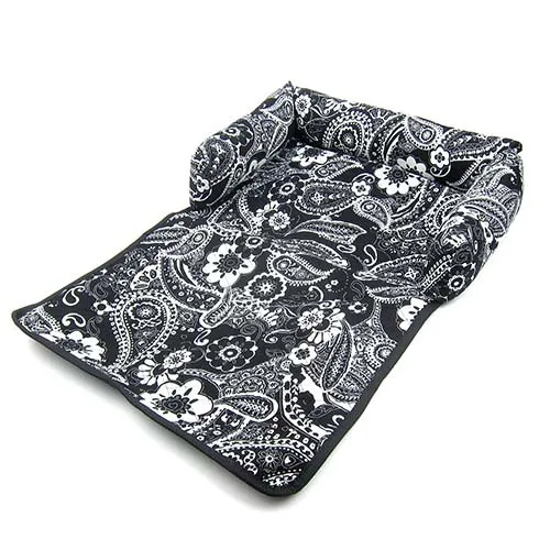 black white floral Чехол для сиденья, коврик с подголовником для домашних животных, кровати для собак, диваны, диваны, одеяло с цветочным принтом, многофункциональные коврики для собак, автомобильные коврики для кресла - Цвет: black white floral