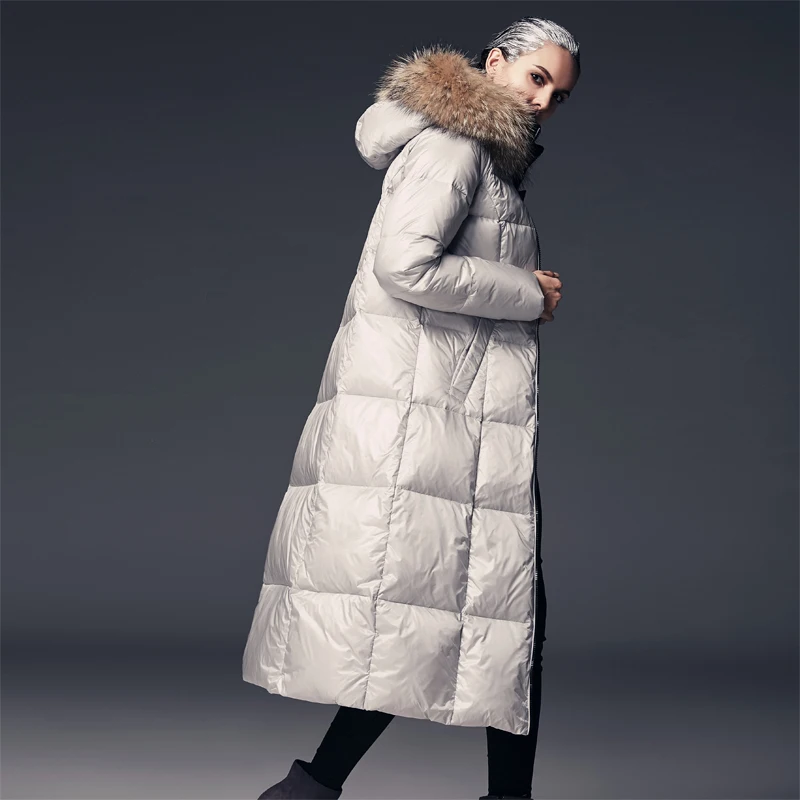 2017 новая мода высокое качество женские зимние длинные пуховики с роскошным