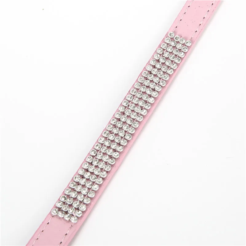 2019 Bling Стразы PU кожа С кристалалми и стразами ошейник для собаки розовый ошейники