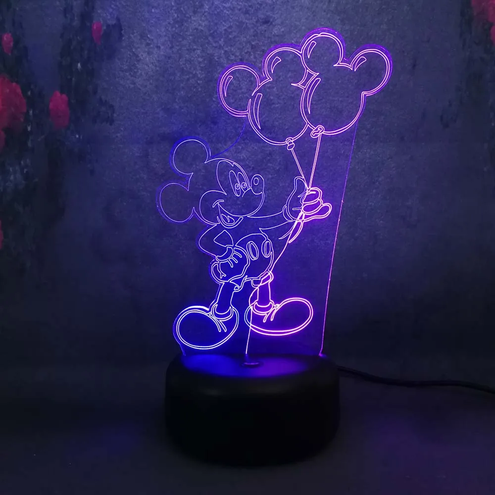 Супер милый Микки шар 3D смешанный цвет ночник Иллюзия USB led свет Рождество День