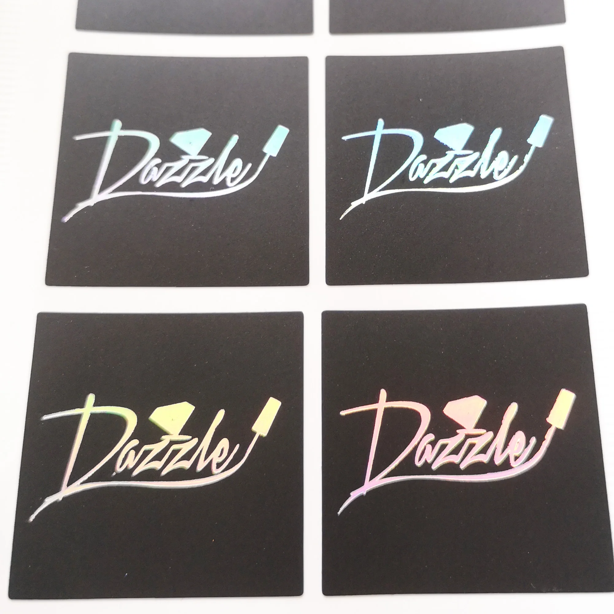 Custom order 3x3cm Silver color hologram stamping on matte black PVC label sticker, Item No. CU81