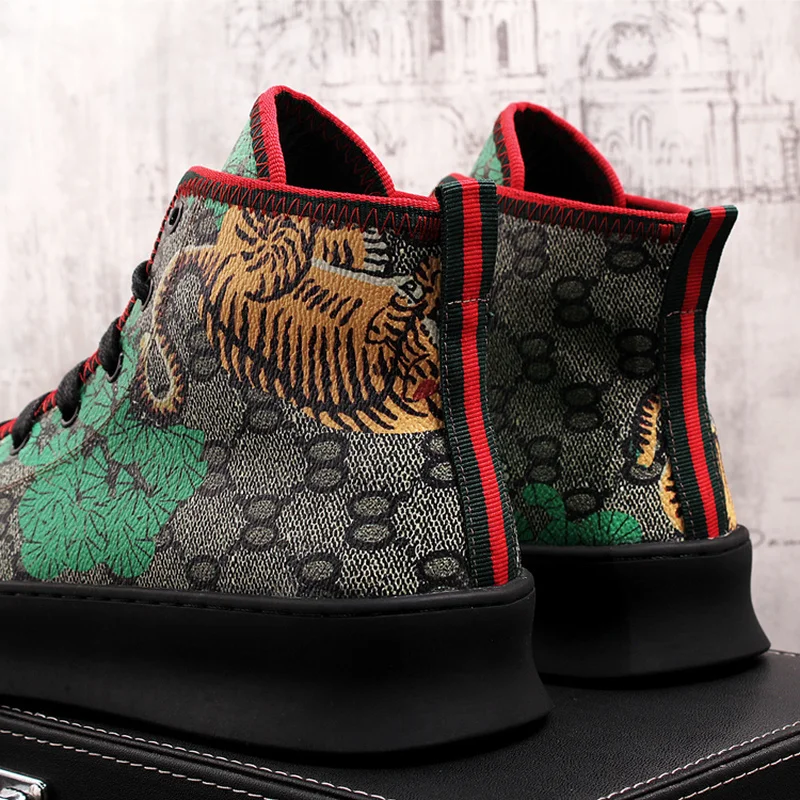 Men Lace Up Ankle Boots Flats Shoes High Top Leather Casual Men's senakers Walking | Обувь