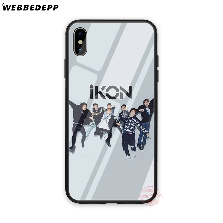 WEBBEDEPP Ikon Kpop Tempered Glass Phone Case for Apple iPhone XS Max XR X 8 7 6S Plus 5S SE | Мобильные телефоны и