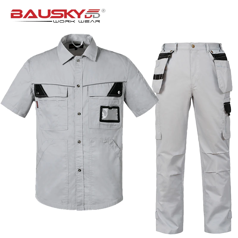 

Work clothes for men workwear short sleeve work shirt grey