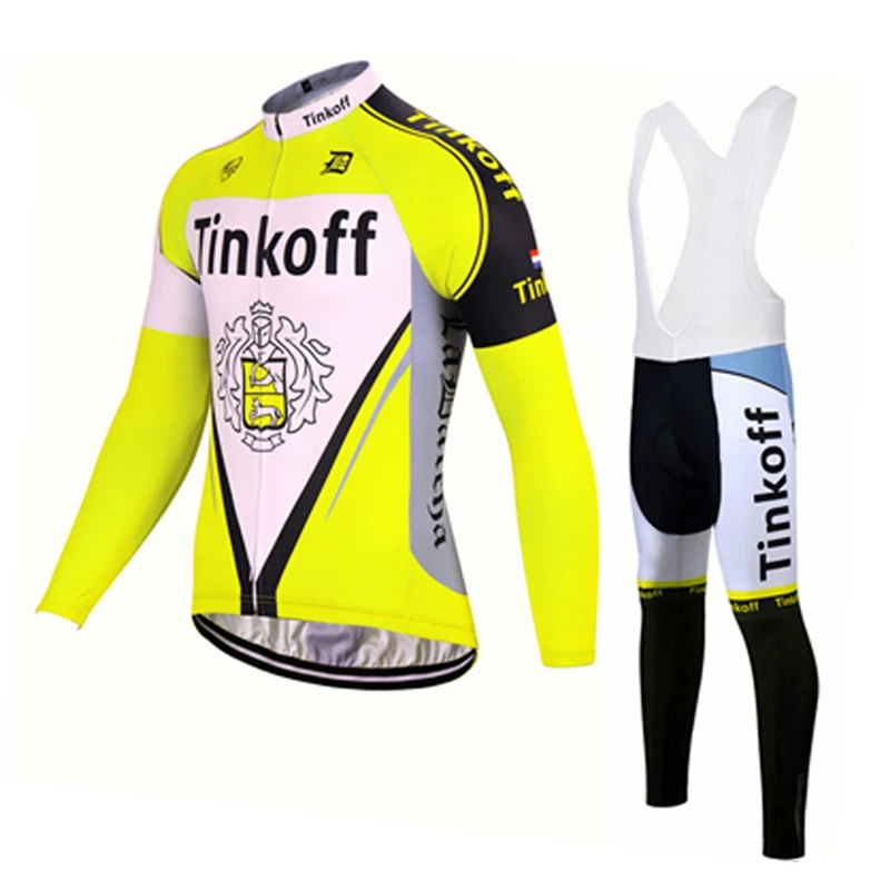 Зимняя Теплая Флисовая 2018 профессиональная команда Tinkoff Велоспорт Джерси/желтая