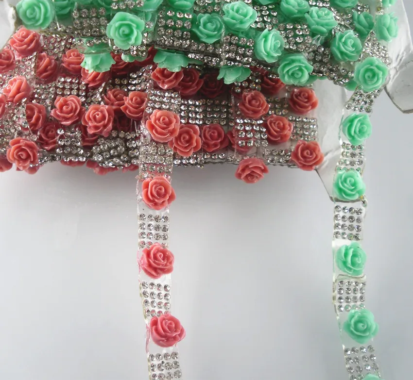 Горячая фиксация прозрачное стекло смола цветок граненые стразы лента для