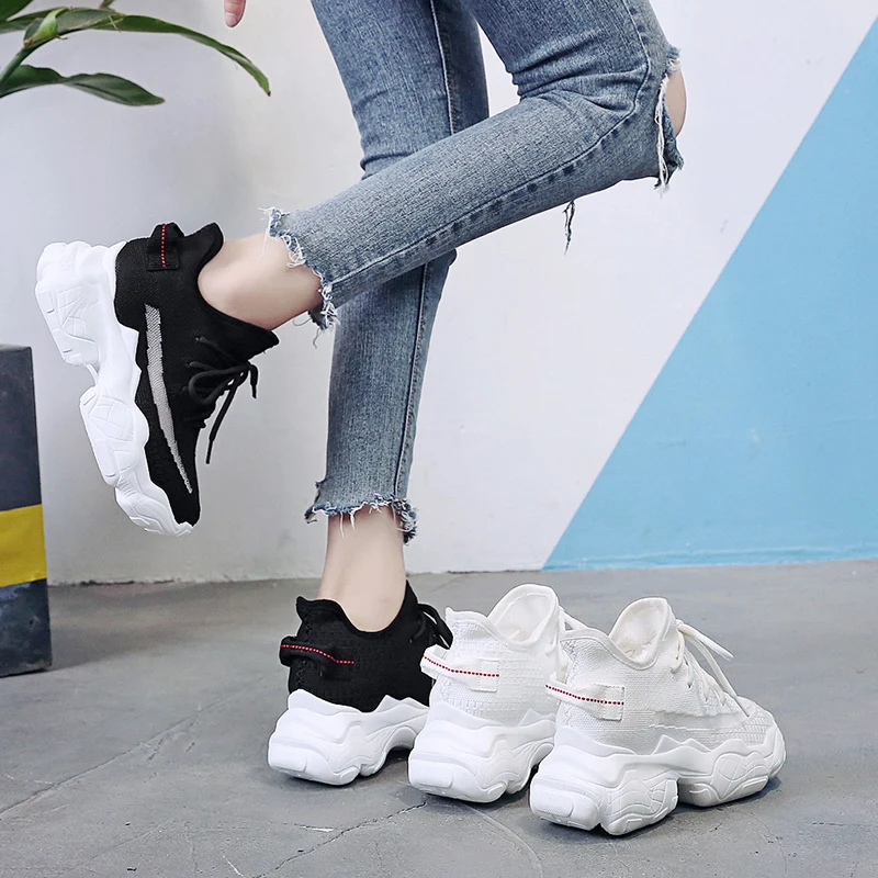 RASMEUP сетчатые дышащие женские кроссовки на платформе 2019 летние массивной подошве