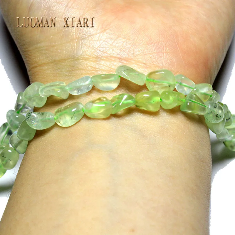 Нестандартные бусины из натурального зеленого кристалла 4-8 мм с прямыми