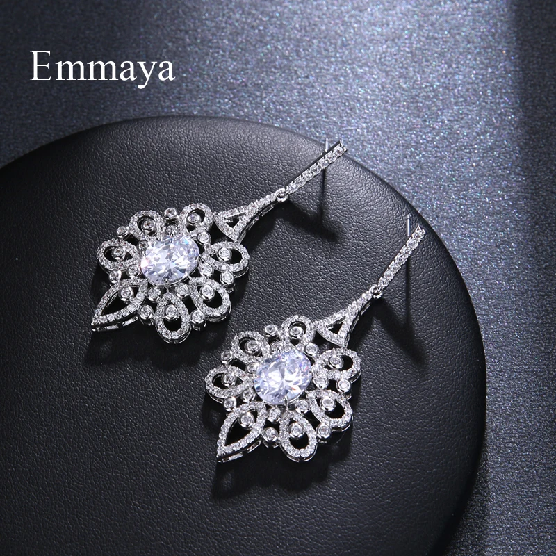 EMMAYA роскошные сверкающие серьги подвески с большим кубическим цирконием для