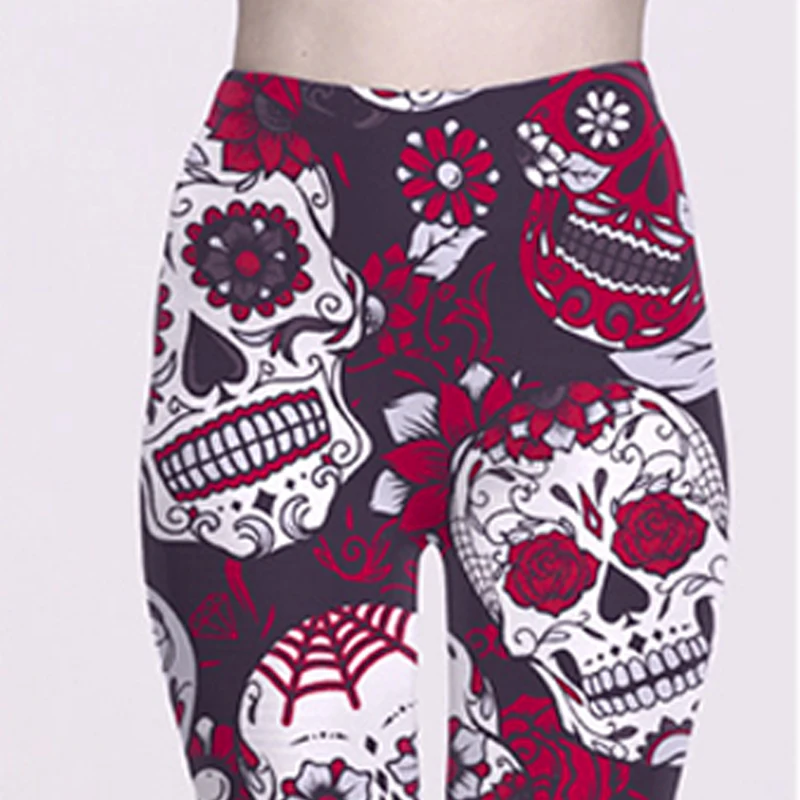 DIQIAN Новое поступление Цифровая печать штаны для йоги Для женщин Череп печати