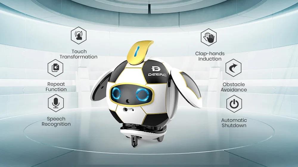 DEERC Smart Soccer Robot Toy Intelligent Touch Deformation With Sound Action Obstacle Avoidance Smart Induction Robots For Kids