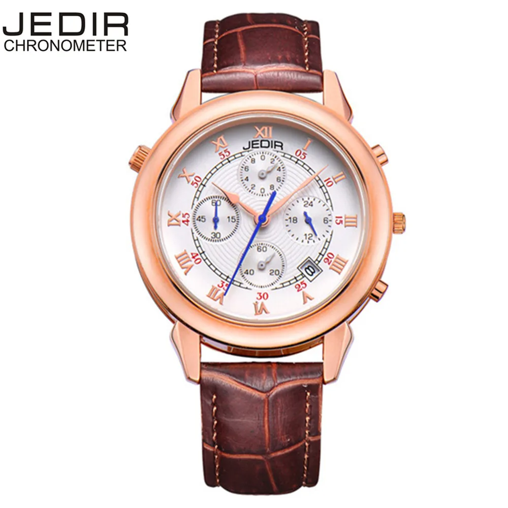 JEDIR оригинальные военные часы Мужские кварцевые наручные из натуральной кожи