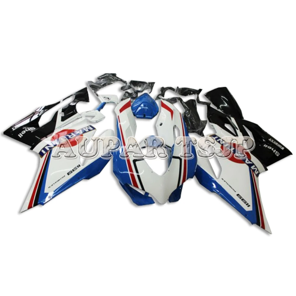 

White Blue Stripes Panels with Blue Seat Cover For Ducati 2012 2013 899 1199 12 13 Fairings Injection Molding Plastic Bodywork