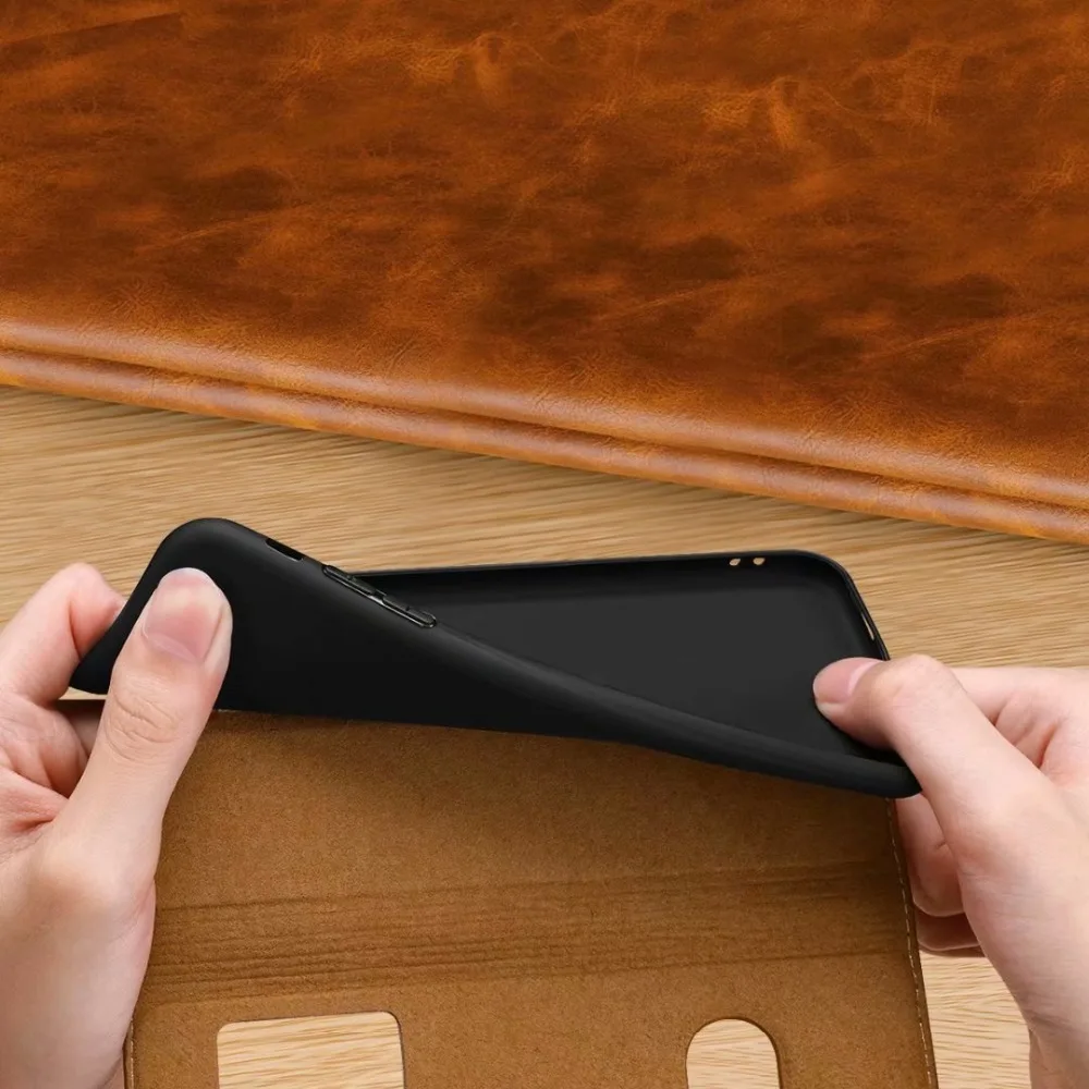 Чехол из коровьей кожи для iPhone 6 6S 7 8 Plus X флип-чехол кошелек чехол магнитный