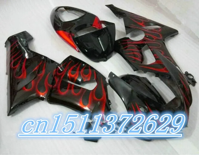 

F red flame black for KAWASAKI Ninja ZX-6R 05-06 ZX6R 05 06 ZX6R 636 2005-2006 ZX 6R 05 06 2005 2006 full motorcycle fairing kit