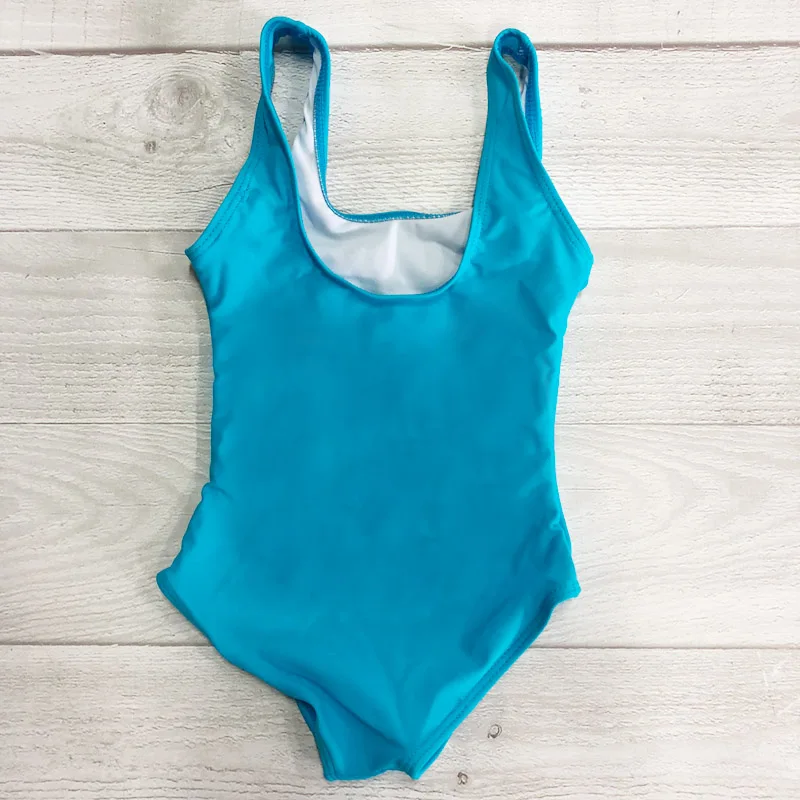 Детский однотонный слитный купальник милый для девочек детский летний купальный