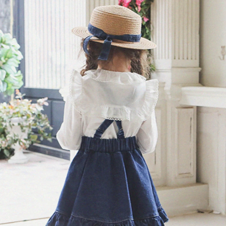 2017 Осенняя Розовая белая блузка с оборками для девочек подростков Повседневная