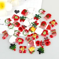 30pcs mix designs resin flatback cabochon christmas miniature art supply christmas decorations for home