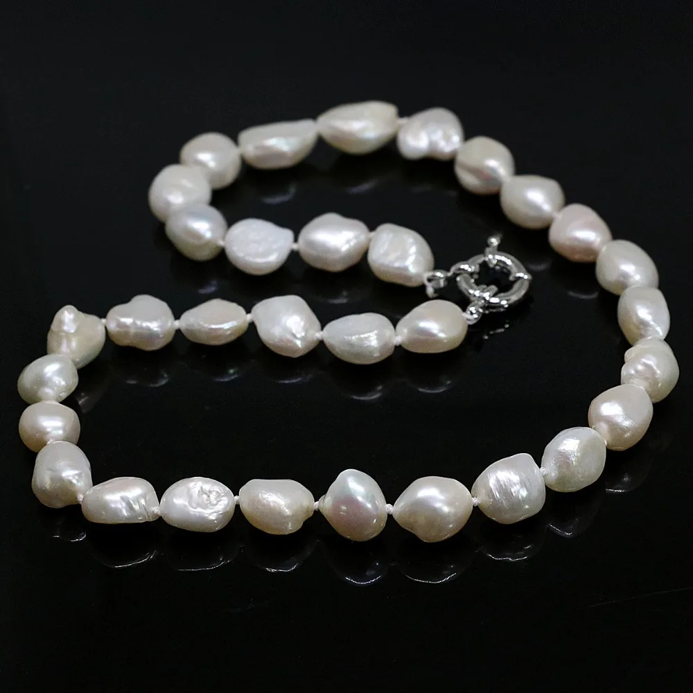 

Горячая Распродажа натуральный белый пресноводный культувированный жемчуг нерегулярные 12-14 мм Красивые женские свадебные ожерелье 18 дюймов B1456