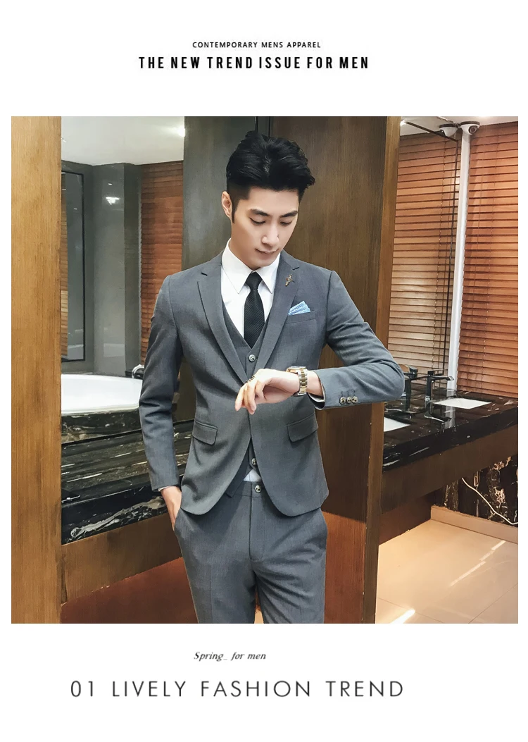 Весенне-летний деловой мужской модный тренд черный с одной пряжкой Повседневный