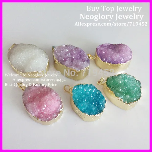 5 шт. Druzy Подвески хрусталь смешанного цвета драгоценный камень Друза кулон