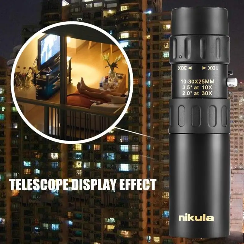 Outdoor Monocular Telescope 10-30x25 BAK4 Zoom for Hiking Camping Hunting | Инструменты