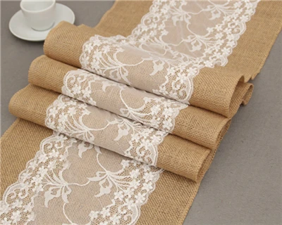 style4 Винтажное Белое кружево джутовая Мешковина льняные украшения для дома, дня рождения, праздничного мероприятия, вечерние украшения для гостей, свадебные украшения, Настольная дорожка - Цвет: style4