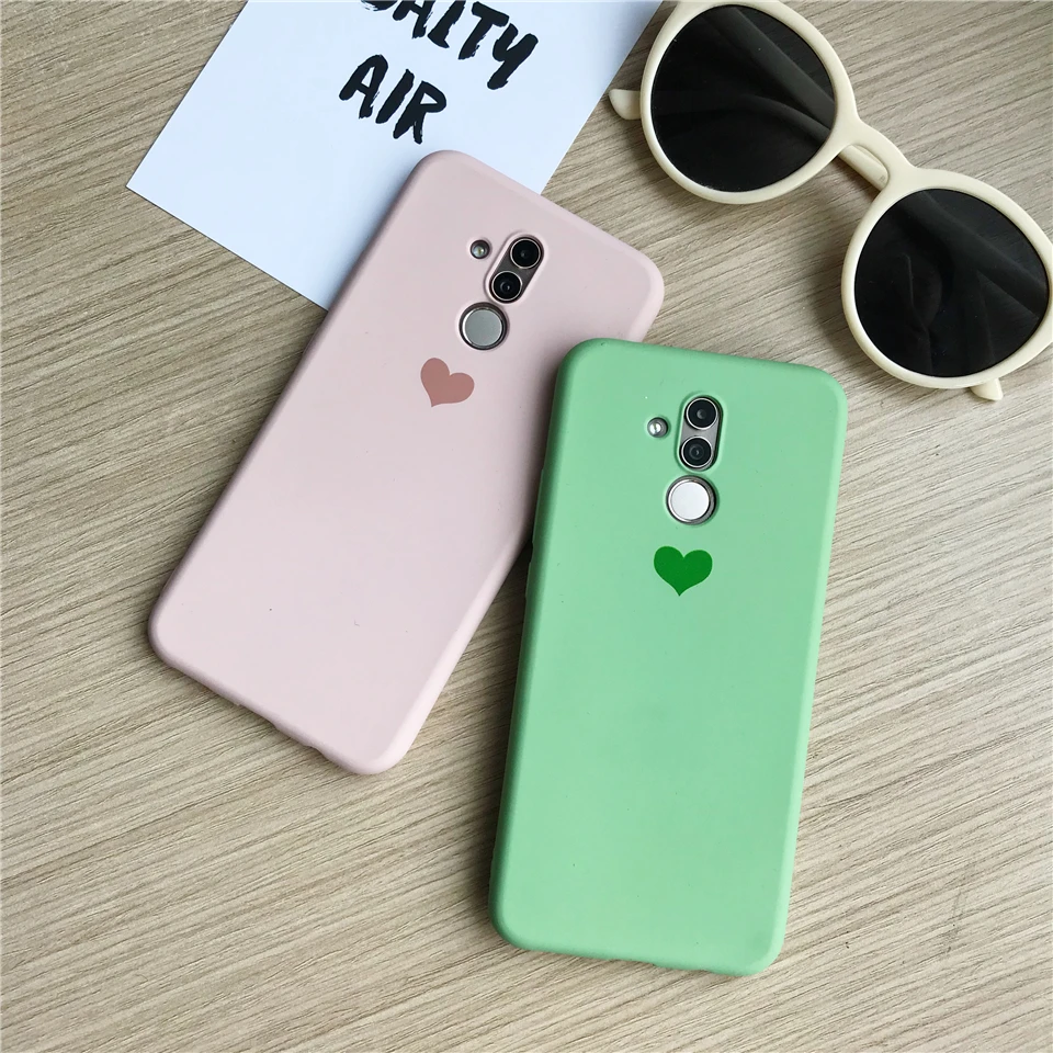Cute Love Heart Print Sand Texture Phone Cases For Huawei Mate 20 Lite 10 9 P30 Pro P20 P10 Nova 4 Cover Silicone TPU Soft Case |