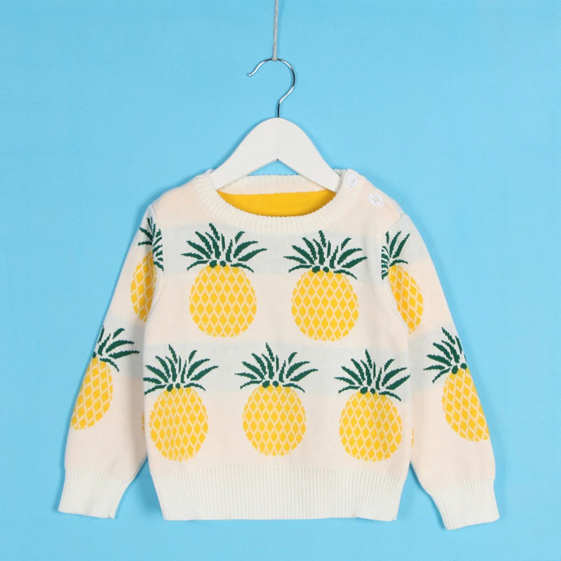 Autumn Winter Children's Clothing Cartoon Pineapple Knitted Sweaters Kids Baby Boys Girls Cotton Sweaters Tops