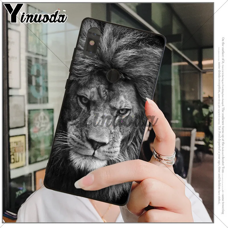 Мягкий резиновый черный чехол для телефона Yinuoda Animals The lion xiaomi mi 6 8 se note2 3 mix2 redmi 5 5plus