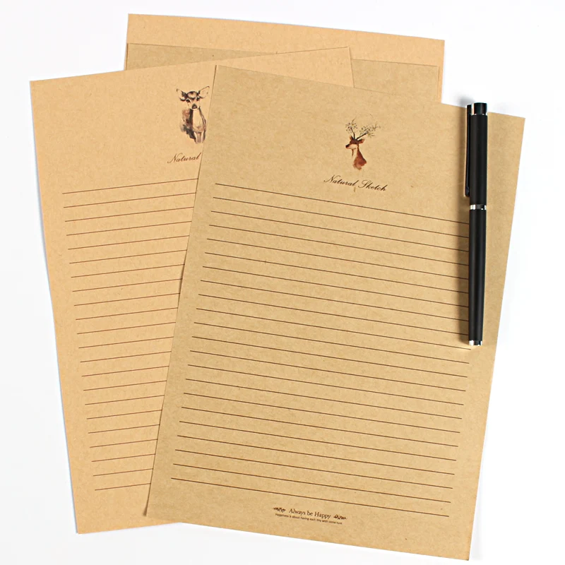 

10 pcs/lot European Vintage deer Style Writing Paper stationary Letter set envelope Cards Letters Christmas love letras